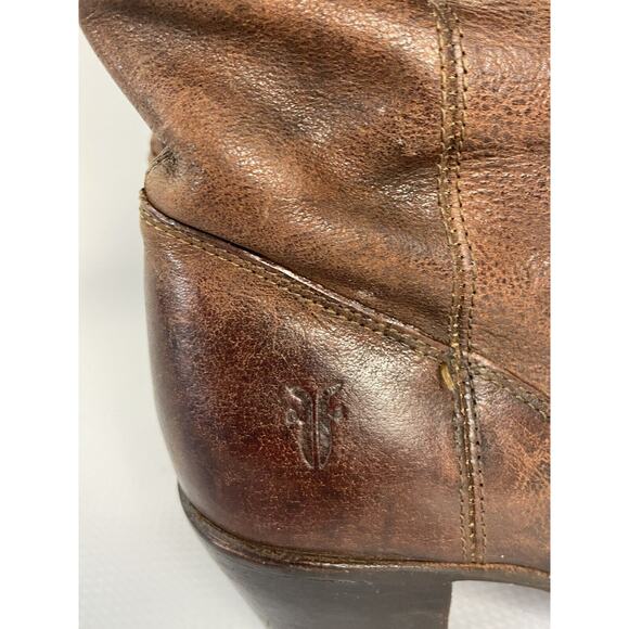 FRYE Women's 7 B Brown Leather Jackie Button Tall Western Riding Boots - Picture 9 of 14